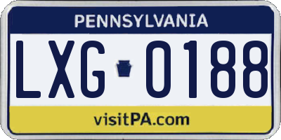 PA license plate LXG0188