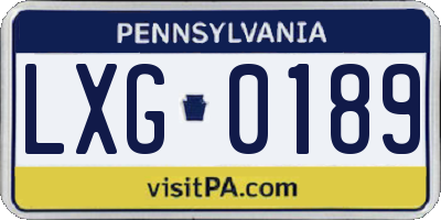 PA license plate LXG0189