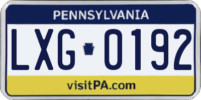 PA license plate LXG0192