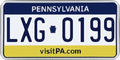 PA license plate LXG0199