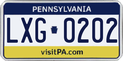 PA license plate LXG0202