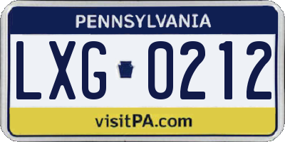 PA license plate LXG0212