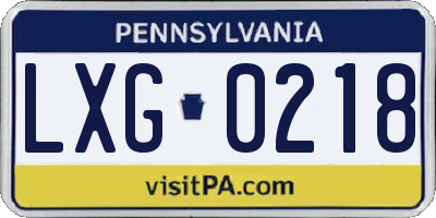 PA license plate LXG0218