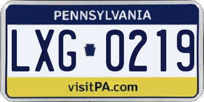 PA license plate LXG0219