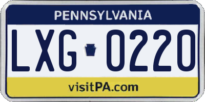 PA license plate LXG0220
