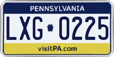 PA license plate LXG0225