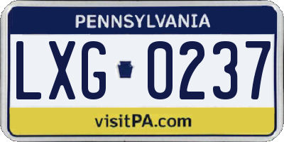 PA license plate LXG0237