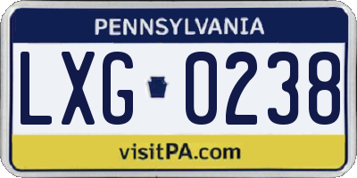 PA license plate LXG0238