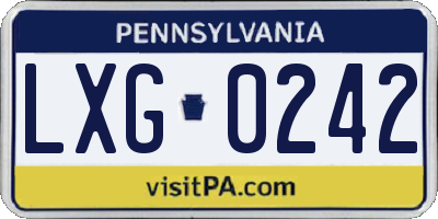 PA license plate LXG0242