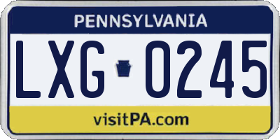 PA license plate LXG0245