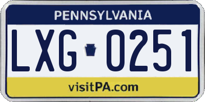 PA license plate LXG0251