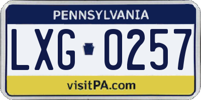 PA license plate LXG0257