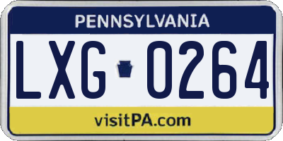 PA license plate LXG0264