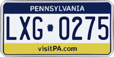 PA license plate LXG0275