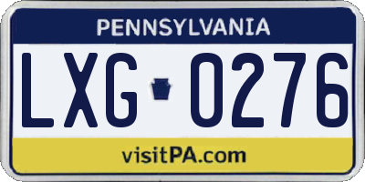 PA license plate LXG0276