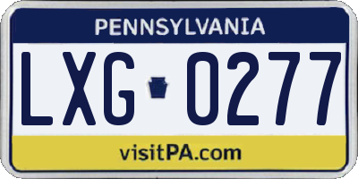 PA license plate LXG0277