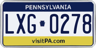 PA license plate LXG0278