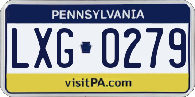 PA license plate LXG0279