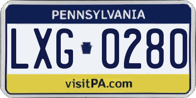 PA license plate LXG0280