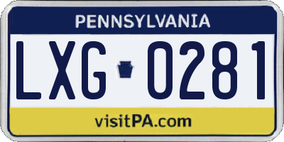 PA license plate LXG0281