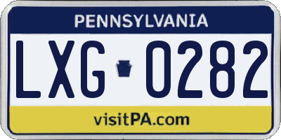 PA license plate LXG0282