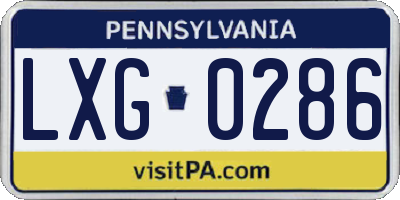 PA license plate LXG0286