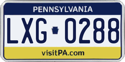 PA license plate LXG0288