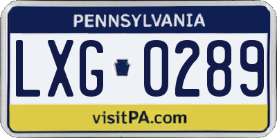 PA license plate LXG0289