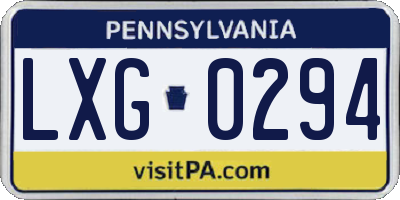 PA license plate LXG0294