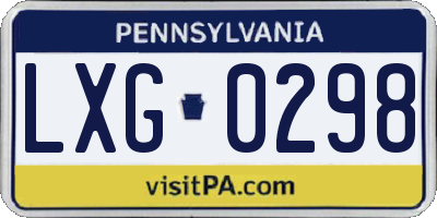 PA license plate LXG0298