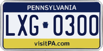 PA license plate LXG0300