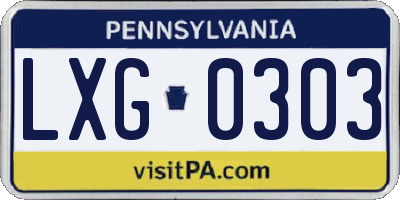 PA license plate LXG0303