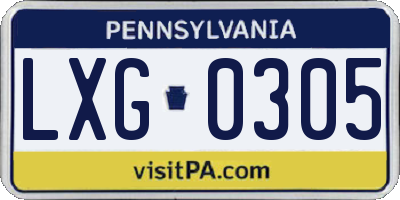PA license plate LXG0305