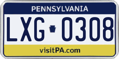 PA license plate LXG0308