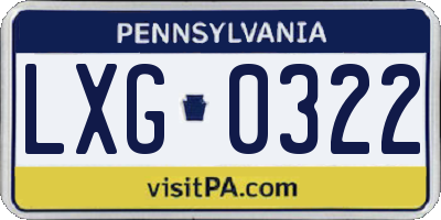 PA license plate LXG0322
