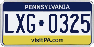 PA license plate LXG0325