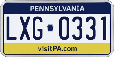 PA license plate LXG0331