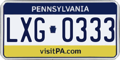 PA license plate LXG0333