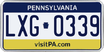 PA license plate LXG0339