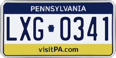 PA license plate LXG0341