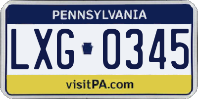PA license plate LXG0345