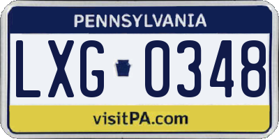 PA license plate LXG0348