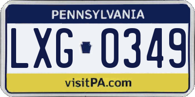 PA license plate LXG0349
