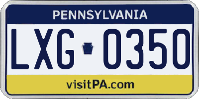 PA license plate LXG0350
