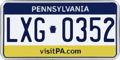 PA license plate LXG0352