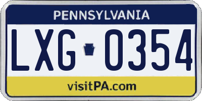 PA license plate LXG0354