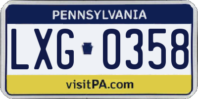 PA license plate LXG0358