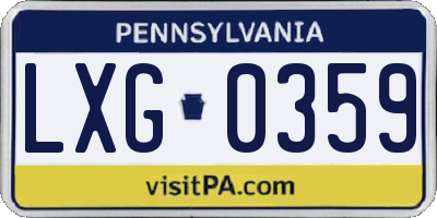 PA license plate LXG0359