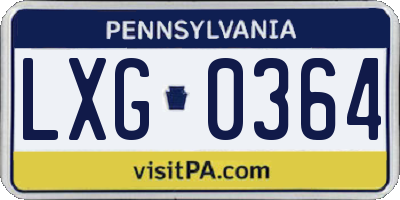 PA license plate LXG0364