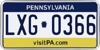 PA license plate LXG0366